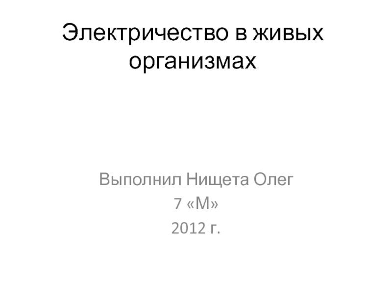 Электричсество в живывх организмах