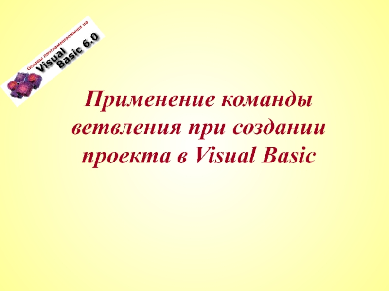Применение команды ветвления при создании проекта в Visual Basic