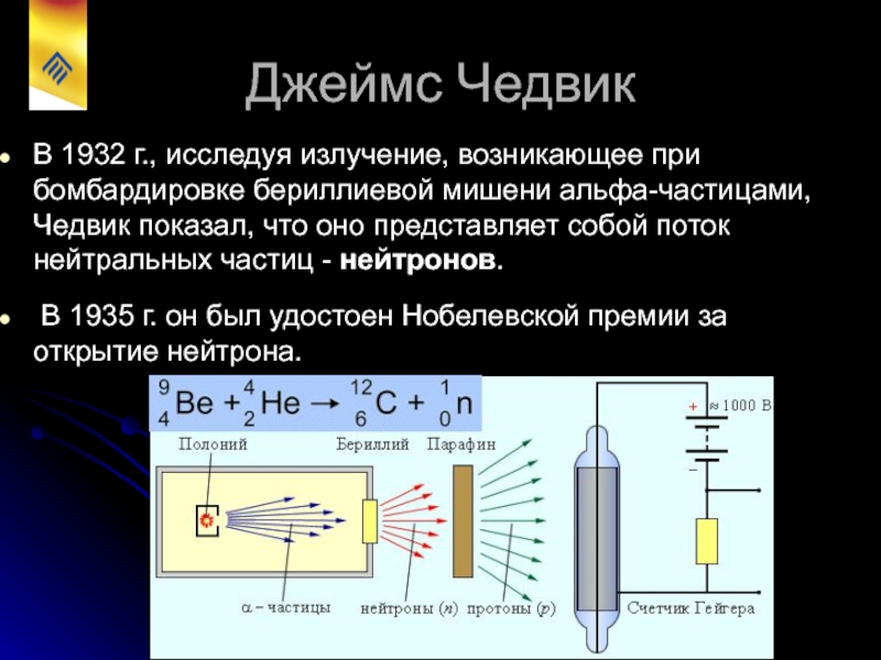 Открытие нейтрона было сделано при. Бериллиевое излучение Чедвик. Эксперимент Чедвика по открытию нейтрона. Схема открытия нейтрона Чедвиком.