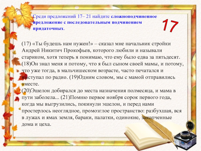 Неоглядный. 17 Предложений.