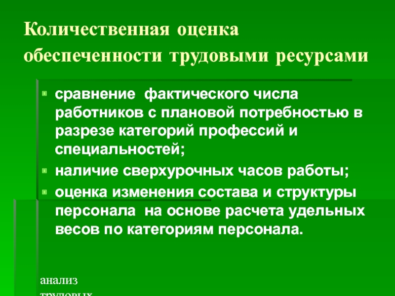 Анализ трудовых ресурсов презентация