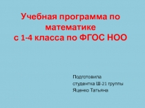 Учебная программа по математике с 1 по 4 классы по ФГОС НОО