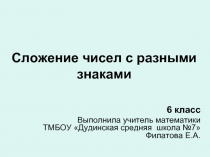 Сложение чисел с разными знаками  6 класс