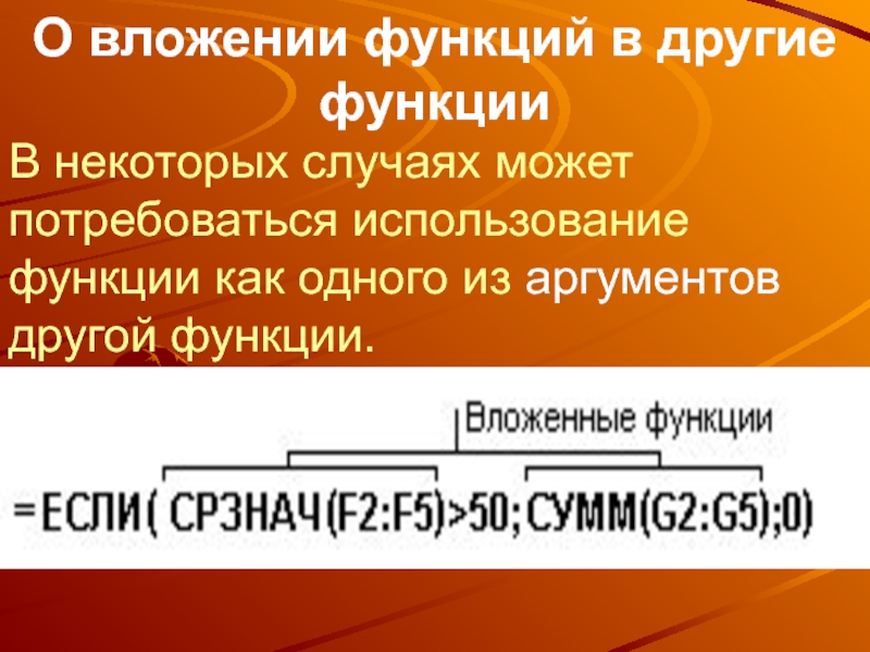 Использование вложенных функций. Вложенные функции. Вложенная функция.