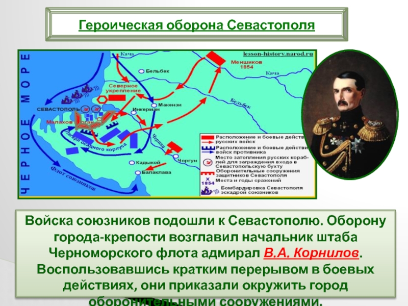 Оборону возглавил. Героическая оборона Севастополя в Крымской войне кратко. Карта Крымской войны оборона Севастополя Корнилов. Основные этапы героической обороны Севастополя 1854. Корнилов Героическая оборона Севастополя.