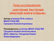 Тема исследования: