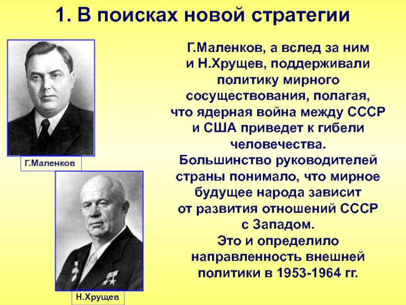 Мирное сосуществование государств это. Мирное сосуществование Хрущев. Стратегии Хрущева и Маленкова. Теория мирного сосуществования. Маленков политика мирного сосуществования.