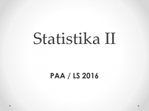 Statistika II