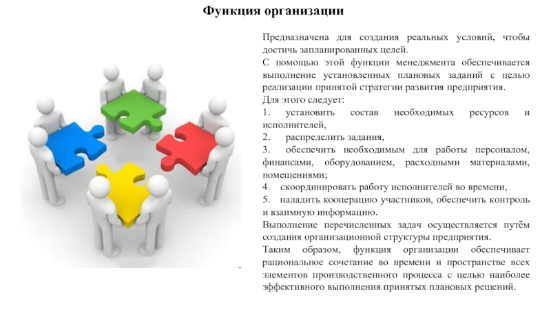 Функции организации презентация