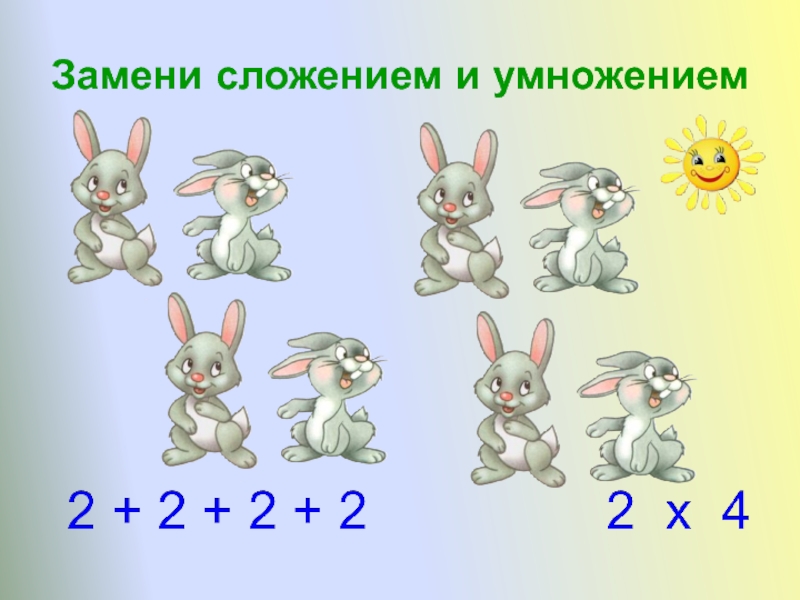 Сложение одинаковых слагаемых презентация 1 класс