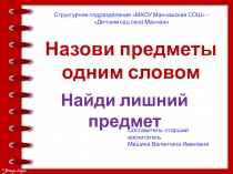 Назови предметы одним словом. Найди лишний предмет