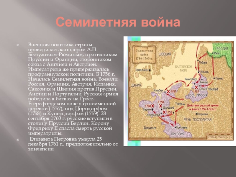 Карта россии при елизавете петровне