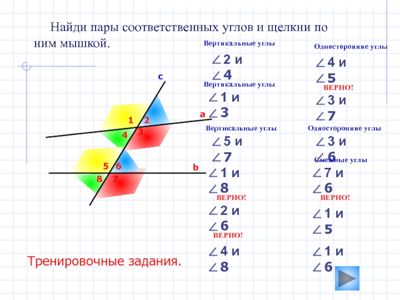 Фото соответственных углов