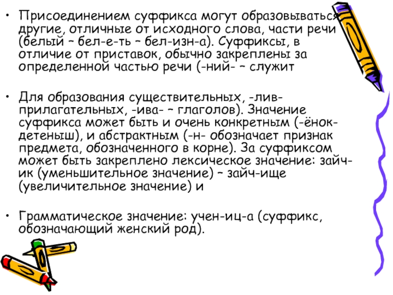 Слова с суффиксом изна. Присоединение суффикса. Присоединительные суффиксы. Слова с присоединением суффикса. Белизной часть речи.