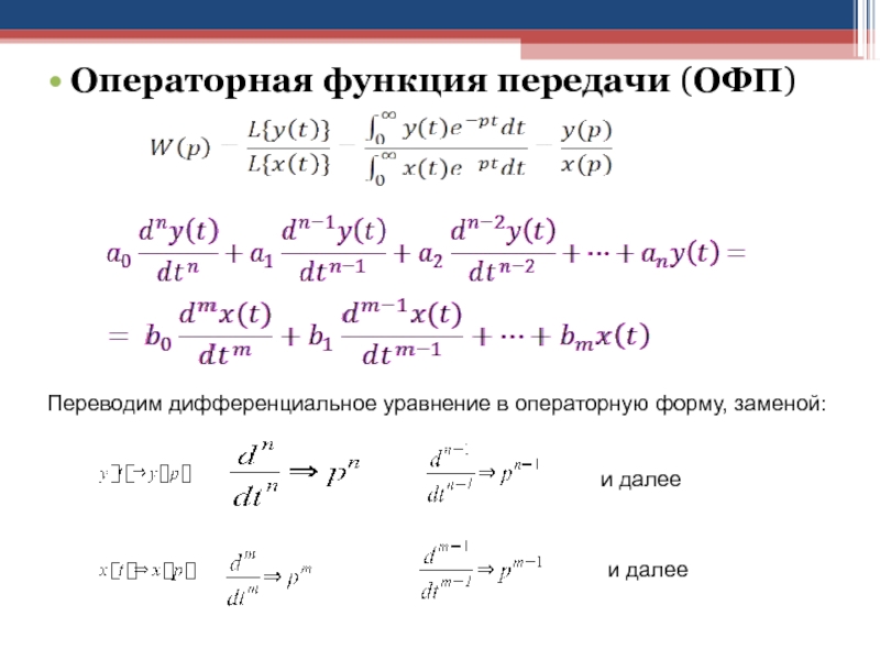 Операторное изображение простейших функций