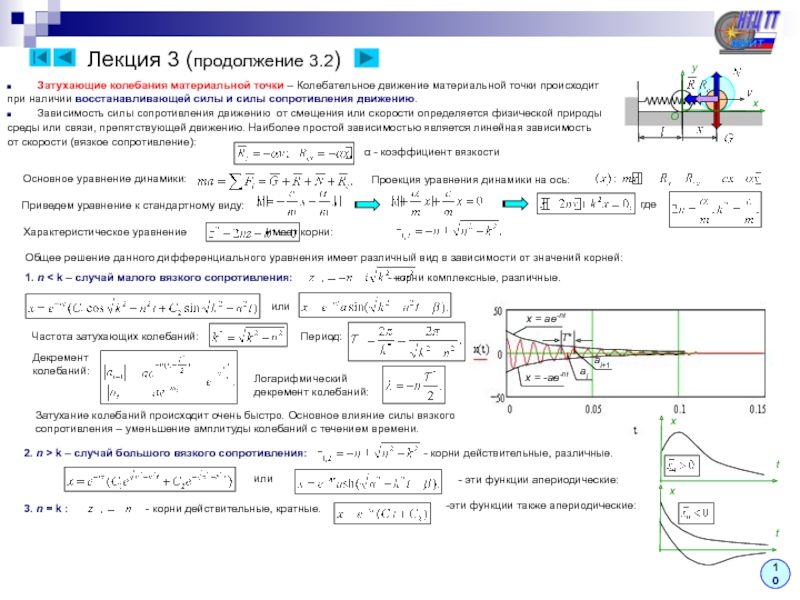 Уравнение колебания материальной точки. Вынужденные колебания материальной теормех. Колебательное движение термех. Затухающие колебания материальной точки. Колебательное движение материальной точки.