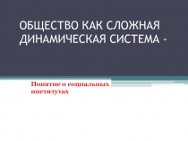 Общество как сложная динамическая система -