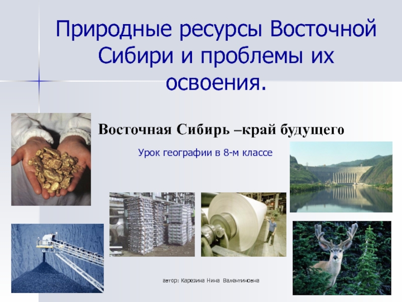 Презентация Природные ресурсы Восточной Сибири и проблемы их освоения