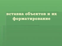 Вставка объектов и их форматирование 