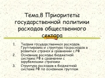 Тема.8 Приоритеты государственной политики расходов общественного сектора