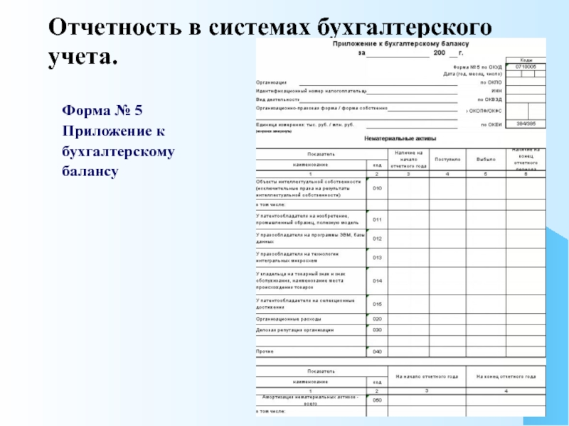 Образец отчетности бухгалтерской отчетности