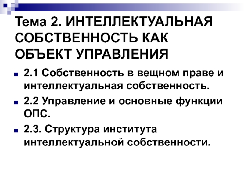 Общие положения интеллектуальной собственности