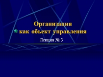 Организация как объект управления