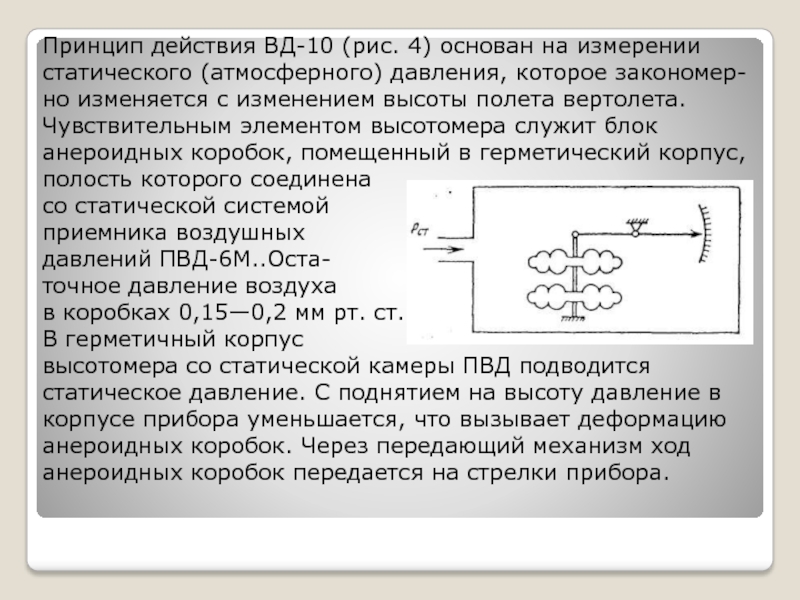 Принцип действия основан. Принцип анероидной коробки. Анероидный чувствительный элемент. Статическое действие. Принцип действий термин.