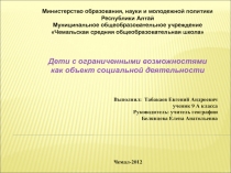 Дети с ограниченными возможностями  как объект социальной деятельности