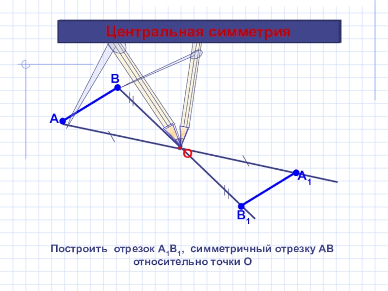 Отрезок симметричный точке. Отрезок симметричный относительно точки. Построить симметричный отрезок относительно точки. Как строить центральную симметрию. Начертить симметричный отрезок.