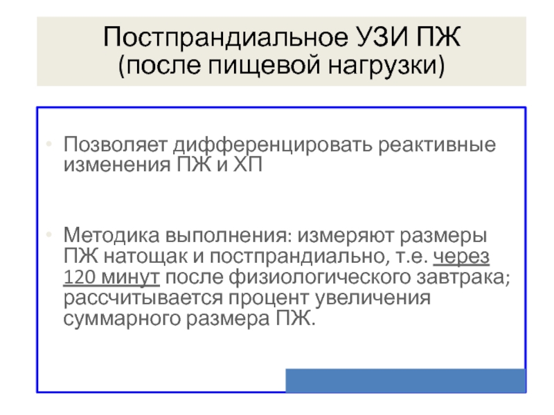 Постпрандиальное УЗИ ПЖ 