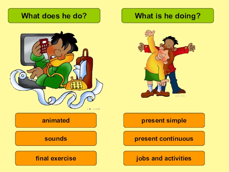 What does he do?
What is he doing?
animated
sounds
final exercise
present