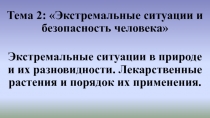 Тема 2: Экстремальные ситуации и безопасность человека