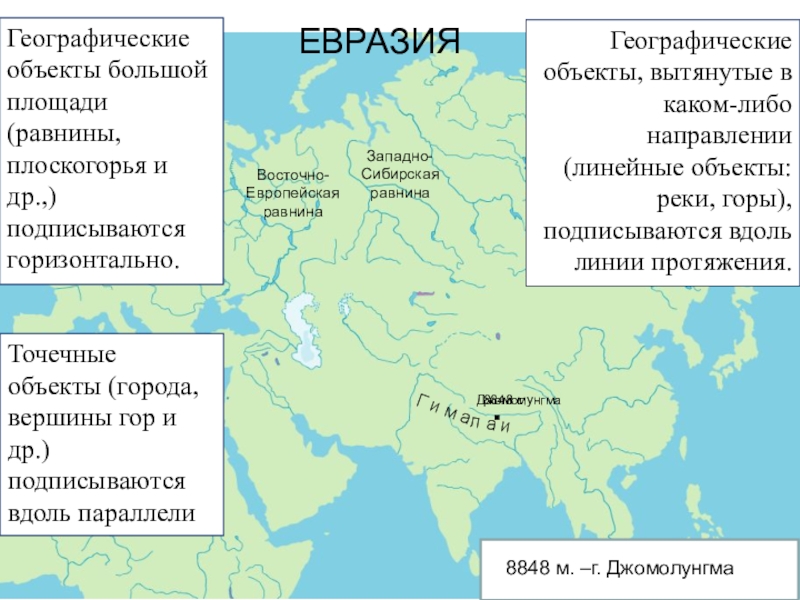 Карта евразии объекты