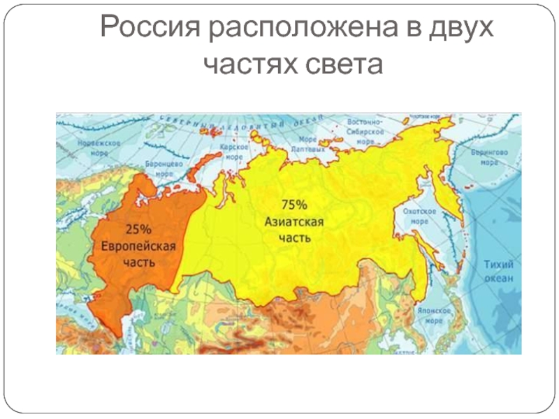 Части света России. Россия в двух частях света. Европейская и азиатская части РФ на карте.
