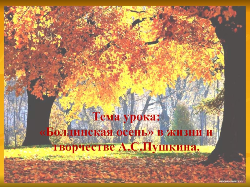 Презентация Болдинская осень в жизни и творчестве А.С. Пушкина