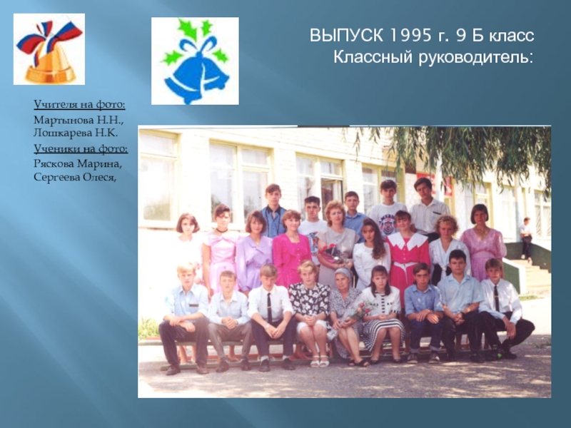 Презентация ВЫПУСК 1995 г. 9 Б класс Классный руководитель: