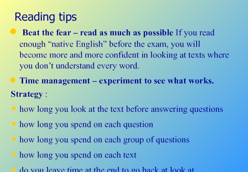 Reading tips