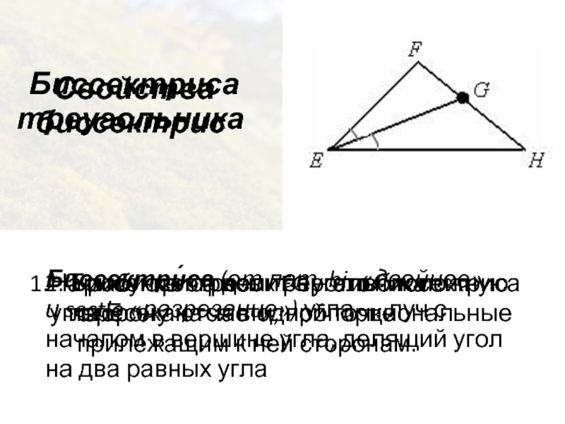 Дать определение биссектрисы угла показать на рисунке