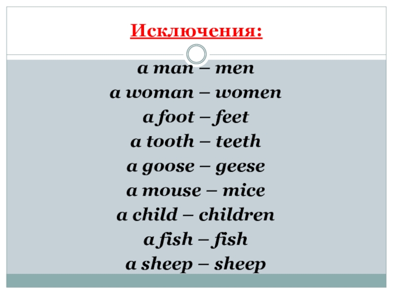 Mouse во множественном. Исключения мн числа сущ в английском. Слова исключения в английском языке множественное. Мн число существительных в английском языке исключения. Слова исключения множественного числа в английском языке 2 класс.