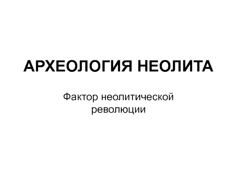 Археология неолита 