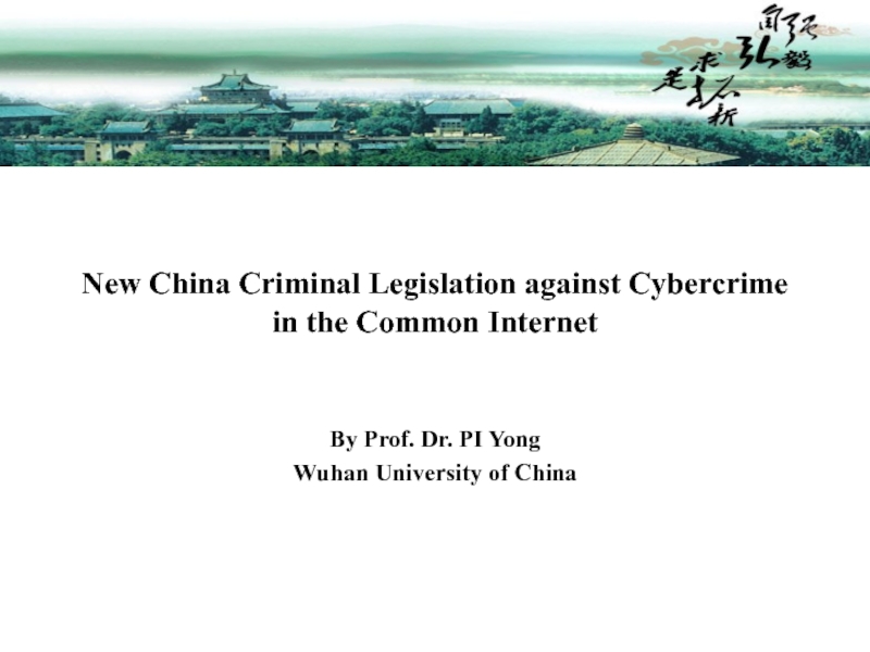 New China Criminal Legislation against Cybercrime in the Common Internet