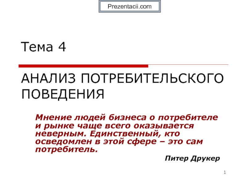 Презентация Тема 4 АНАЛИЗ ПОТРЕБИТЕЛЬСКОГО ПОВЕДЕНИЯ