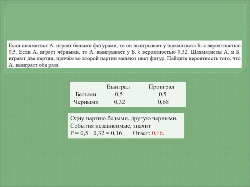 Если а играет белыми фигурами. Вероятность шахматисты выиграет 1. Вероятность про шахматистов. Если шахматист а играет белыми фигурами. Если шахматист а играет белыми фигурами то он выигрывает 0.5.