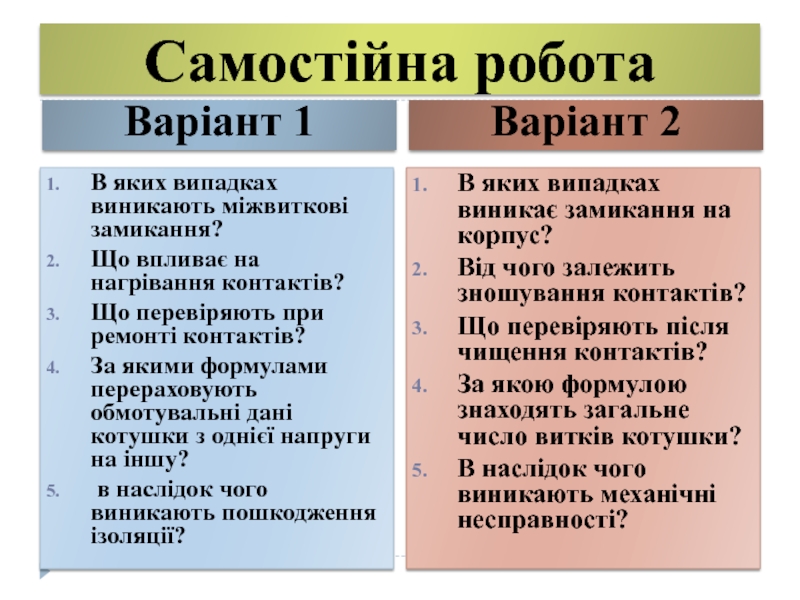 Презентация Самостійна робота