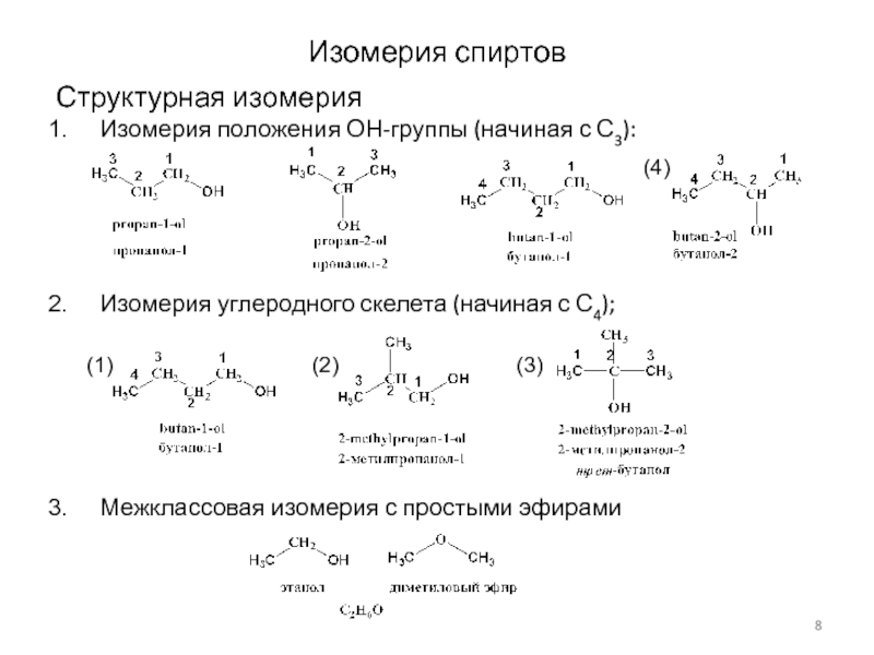 Межклассовая изомерия виды