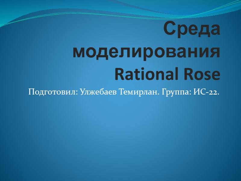 Среда моделирования Rational Rose