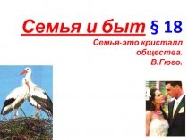 Семья и быт § 18 Семья-это кристалл общества. В.Гюго