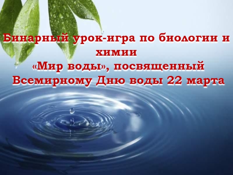 Мир воды посвященный Всемирному Дню воды 22 марта