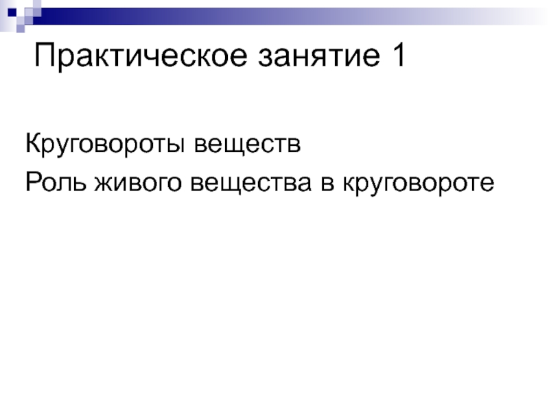 Презентация Практическое занятие 1